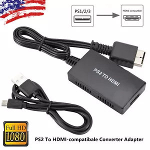 PS2 to HDMI Converter 1080P HD Monitor HDTV Video Adapter for PlayStation 1/2/3 - Picture 1 of 10