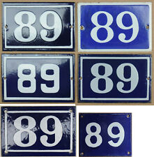 Old blue French house number 89 door gate wall plate steel enamel sign - choice