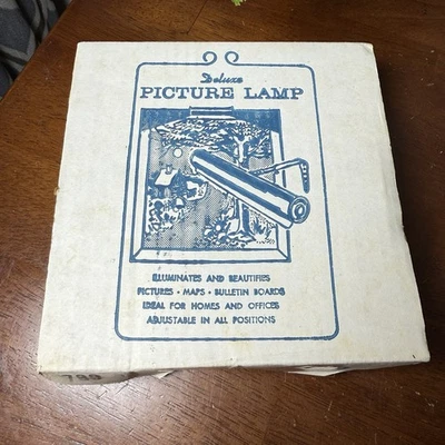 Vtg Brass Gold Tone Painting Art Picture Light Lamp Mid-Century Wall Mount New - Image 1 of 4