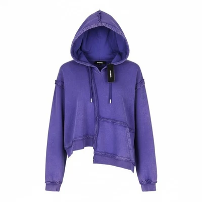 Sudadera con Capucha para Mujer DIESEL F-Mikky M Azul Capucha Asym Bolsillo Correa Logo Pullover PVP195 Foto 1 de 4