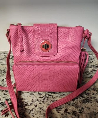 Cartera Bandolera Isaac Mizrahi Rosa Cuero Genuino Foto 1 de 4