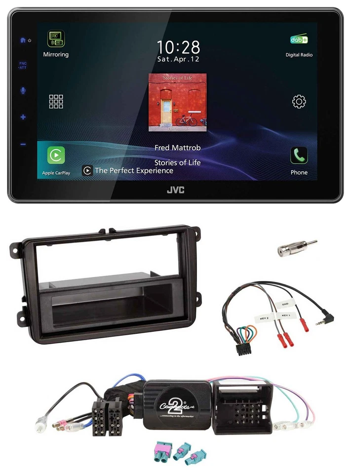 JVC DAB Lenkrad Bluetooth USB Autoradio für VW Amarok Beetle EOS Caddy Golf V/VI - Bild 1 von 4