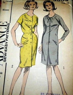 *LOVELY VTG 1960s DRESS ADVANCE Sewing Pattern 12/32 FF - Image 1 of 2