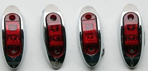4 RED NEW LED OBLONG OVAL CLEARANCE / SIDE MARKER TRUCK TRAILER LIGHT - Picture 1 of 7