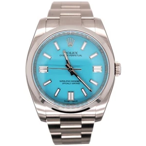 Rolex Oyster Perpetual 36mm Steel Mens Steel Watch Baby Blue Dial 116000 - Picture 1 of 10