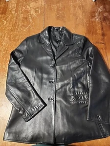 Great Condition - Anonymous John Carlisle Women Jacket Black Leather Large - Picture 1 of 5