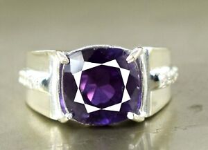 Designer 6.75 Ct Treated Alexandrite 925 Sterling Silver Certified Cushion Ring