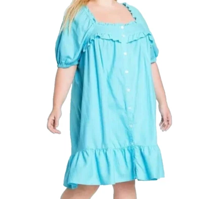 Vestido Babydoll Stoney Clover Lane Mujer Lino Talla Mediana Azul Lechera NUEVO CON ETIQUETAS NUEVO Foto 1 de 4
