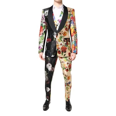 DOLCE & GABBANA Suit Multicolor Floral SICILIA Silk 3 Piece EU48/US38/M 4130usd - Image 1 of 4