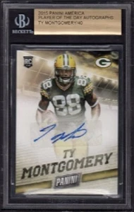 2015 Ty Montgomery Panini Jugador del Día de la NFL autógrafo #TM/40 BGS - Imagen 1 de 2