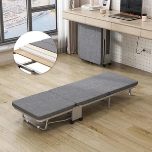 3-Folding Bed with Mattress, Office Portable Foldable Bed, Roll Away Beds Guest - Picture 1 of 12