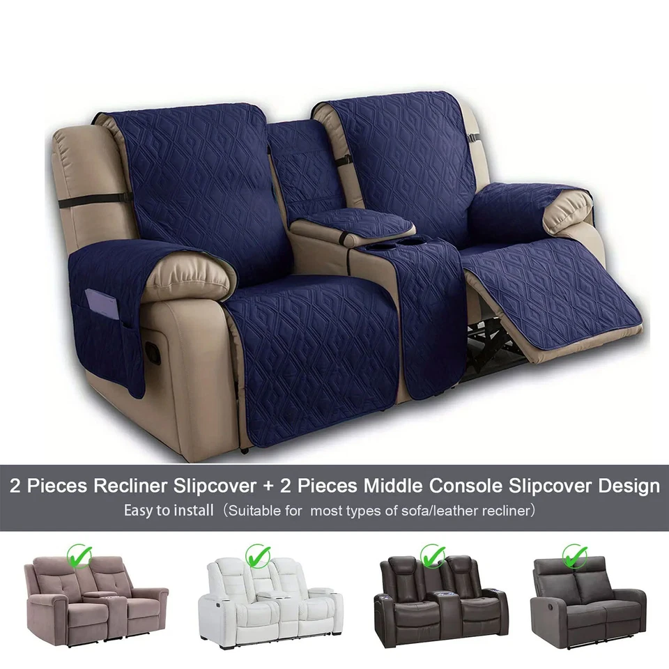 Capa reclinável 100% impermeável dupla com console central, design de alça - Imagem 1 de 4