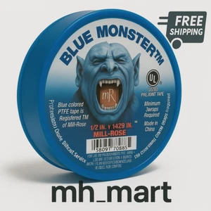 Blue Monster Tape - Blue PTFE Teflon Thread Tape 1/2" x 1429" - Single Roll - Picture 1 of 3