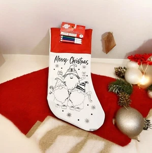 Gnome Stocking DIY Coloring Stocking w/Markers - Picture 1 of 3