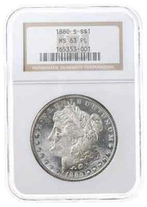 1880 S Morgan Silver Dollar NGC MS-63 PL - Picture 1 of 2