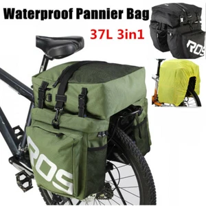 Roswheel 37L Waterproof 3 in 1 Cycling Bicycle Rear Rack Bike Pannier Seat Bag - Picture 1 of 23