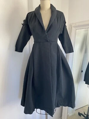 1940s 1950s True Vintage Art Deco Princess Coat Dress w/ Bows Fit & Flare XS - Image 1 of 4