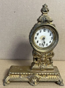 VINTAGE BRASS DESK CLOCK - NO MARKINGS - Tested and Working - Picture 1 of 11