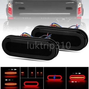 2x Luces de freno traseras LED ovaladas de humo para remolque camión parada giro DRL que fluyen funcionando - Imagen 1 de 14