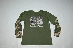 Boys Tee Shirt L/S ARMY GREEN Layered Look CAMO WAFFLE SLEEVES Safari  L 12-14 - Picture 1 of 1