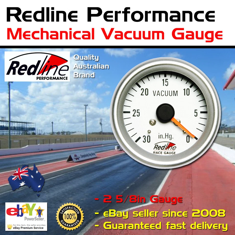 New Redline 2 5/8in 66mm Vacuum Gauge Mechanical Silver - Image 1 of 1