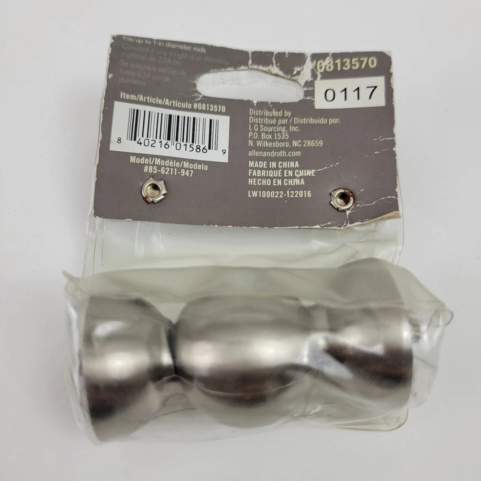 "Conector de esquina Allen + Roth, níquel cepillado con aceite, #0813570, se adapta a varilla de hasta 1""" Foto 1 de 3