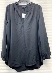 Madison Womens Long Sleeve V-Neck Blouse Black Shirt Dress | Size L | NWT - Picture 1 of 10