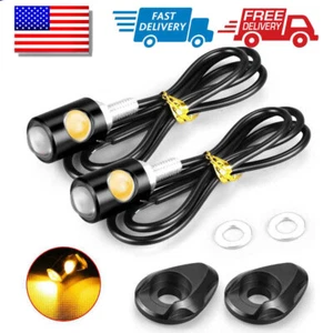 2X LED Motorcycle Turn Signals Indicator Amber Light Universal Mini Blinker Lamp - Picture 1 of 13
