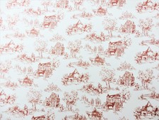 Casa Delle Bambole Toile De Jouy Rosso su Bianco Miniatura Immagine Carta 1:12