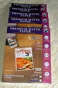 5 Packs 100 Sheets Each Pro Media Premium Matte Paper 8.5 x 11 Inkjet Printers - Picture 1 of 5