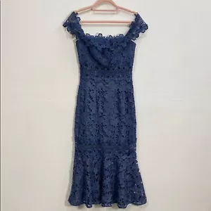 Asos Lace Midi Dress Off Shoulder Size 4 - Picture 1 of 11