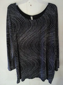 PERSEPTION Womens Black Shimmer tunic Top Size 3x stretch - Picture 1 of 6