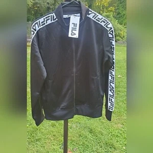 Fila Black Sleeve Spell Out Track Warm Up Casual Women's Jacket Size Small - Picture 1 of 11