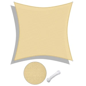 16x16Ft 97% UV Block Square Sun Shade Sail Canopy Patio Pool Desk Beige - Picture 1 of 11