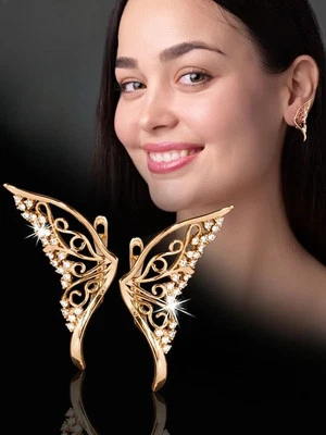 Luxus große Ohrringe Creolen Zirkonia Schmetterling Roségold 585 pl. NEU! - Bild 1 von 4