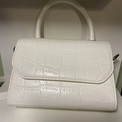 Fashion Nova After A While White Crocodile Print Mini Bag - Image 1 of 4
