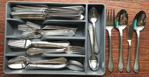 46 pc LAUREN Flatware Frosted 18/10 Korea Stainless Hampton Silversmiths - Imagen 1 de 9