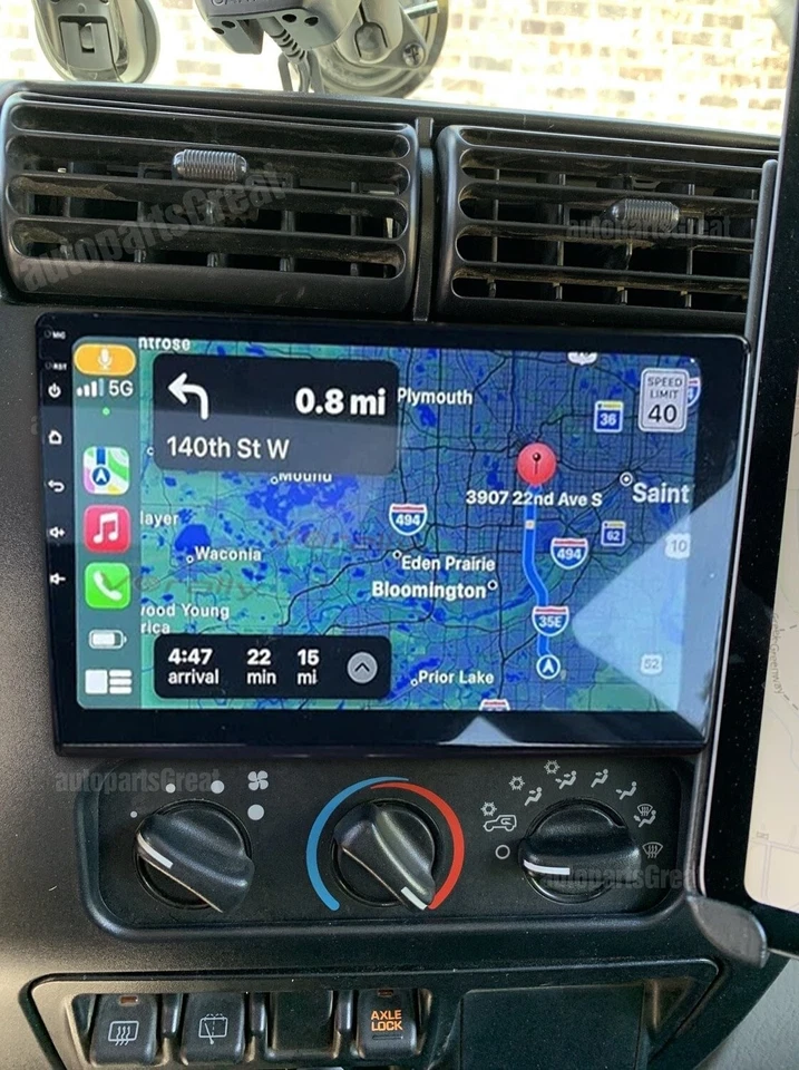 Radio estéreo para automóvil Android 13 Carplay para Jeep Wrangler TJ 1997-2002 GPS FM Wifi Foto 1 de 4