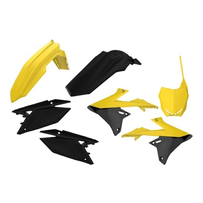 Kit de plástico Polisport MX para Suzuki RMZ 250 (2019-24) motocross, negro/amarillo Foto 1 de 4