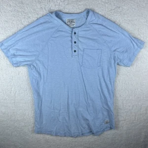 Lucky Brand Mens Large Blue Henley Short Sleeve Shirt Casual Relaxed Basic Need - Picture 1 of 12