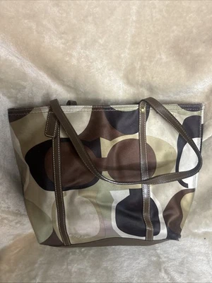 蔻驰橄榄绿色多色围巾印花单肩包托特包签名钱包 — 第 1/4 张图片