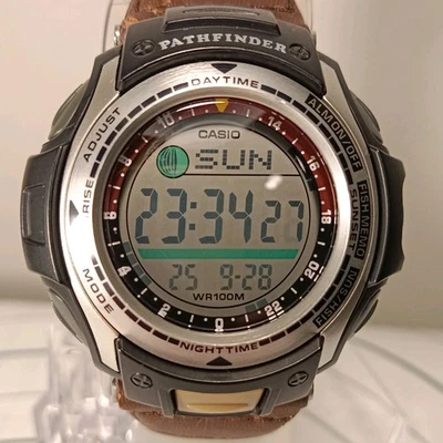 Casio PAS-400B Pathfinder Moon Phase Fishing Nylon Quartz Digital Watch 8 1/2" - Image 1 of 4
