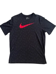 Nike Shirt Mens L Black Red Short Sleeve Tee Raindrop Center Check Basketball - Picture 1 of 4