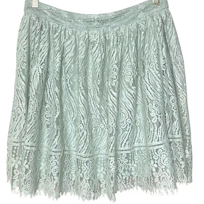 Falda Xhilaration Mujer Mediana Verde Salvia Encaje Superposición Forrada Carrera Fiesta Foto 1 de 4