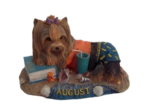 The Danbury Mint Calendar Yorkie Yorkshire Terrier Dog Figurine AUGUST - Picture 1 of 3