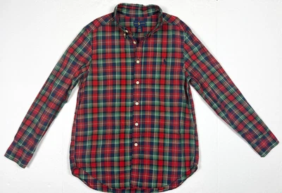 Camisa Ralph Lauren masculina xadrez vermelha férias manga longa botão para baixo tamanho M 10-12 - Imagem 1 de 4