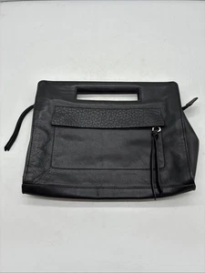 Coach Black Leather Basket Handbag Purse Clutch Pebbled Overlay - Picture 1 of 12