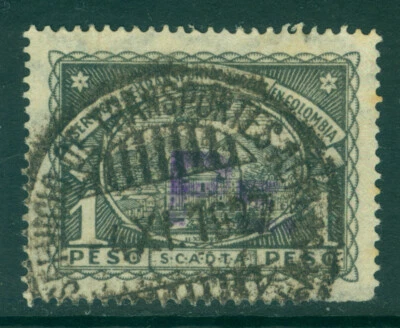 COLOMBIA 1923 AIRMAIL - SCADTA - PERU "PE." handstamp 1p black Sc# CLPE17 used v - Image 1 of 2