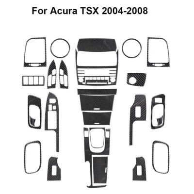 27 peças kit interior completo de fibra de carbono tampa adesivo acabamento para Acura TSX 2004-2008 - Imagem 1 de 4
