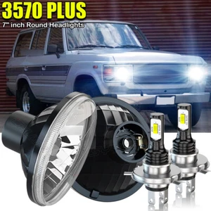 Pair 7inch Round Led Headlights for TOYOTA LAND CRUISER FJ40 FJ60 J80 1965-1985 - Picture 1 of 15